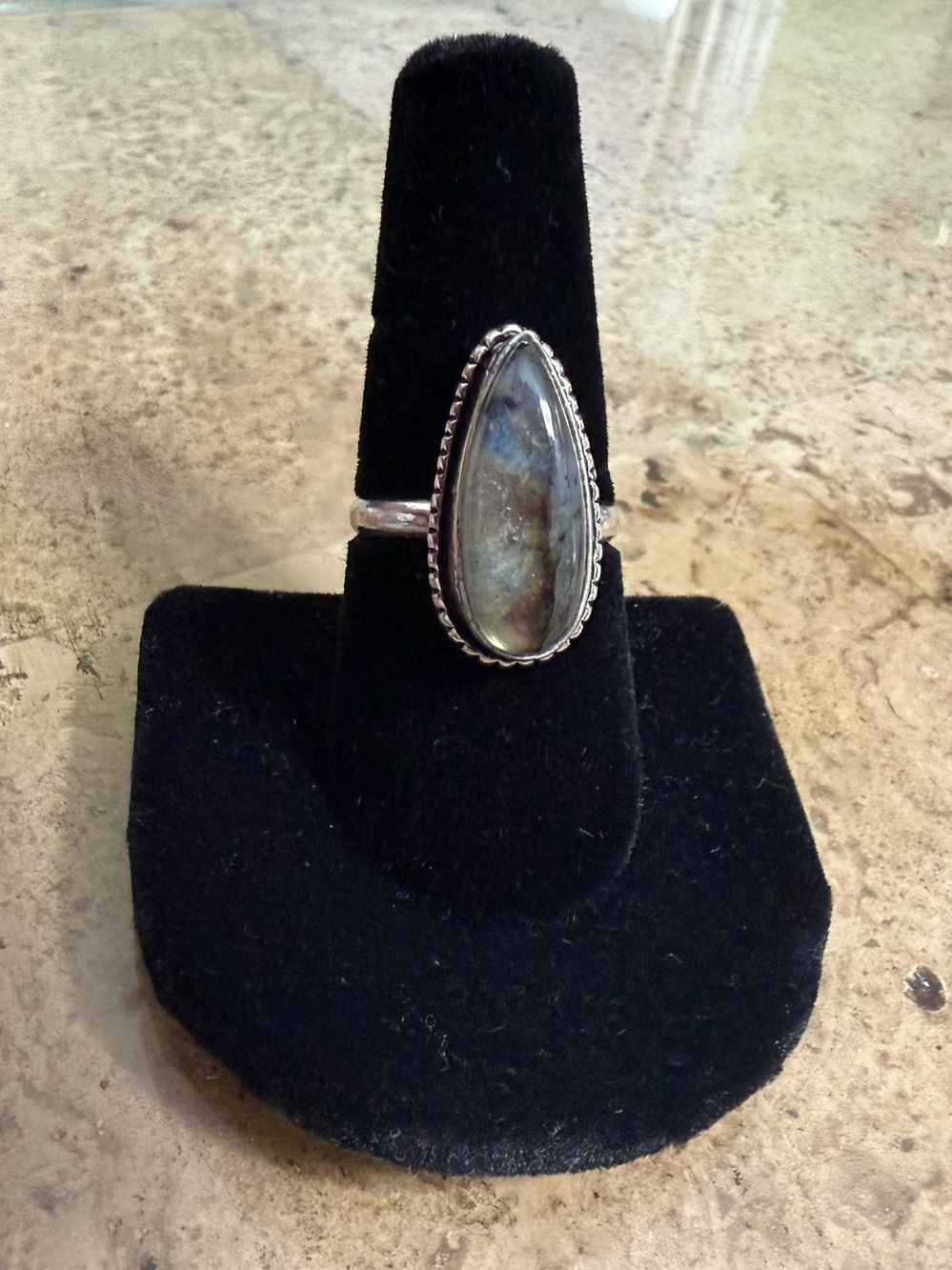 Labradorite Ring _ 925 stamp_Silver-plated _ Size 8.5